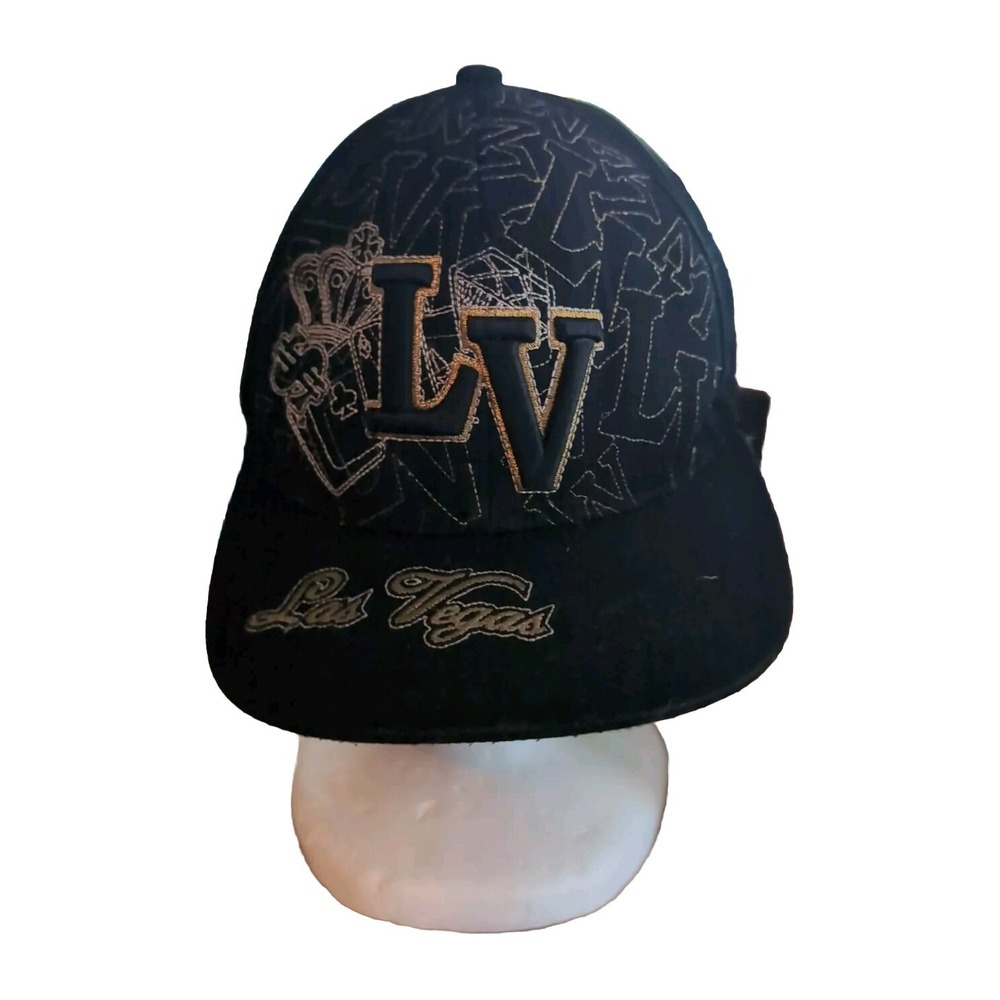 Las Vegas Sports Cap Fitted 7 5/8 Black with Gold/White Stitching Hat Baseball T